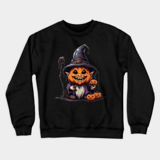 Crochet Spooky Scary Witchy Garden Halloween Gnome Pumpkin Decoration Crewneck Sweatshirt